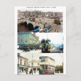 Oude trams in Dublin, Ierland Briefkaart