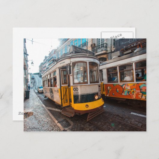Oude trams van Lissabon Briefkaart (Voorkant / Achterkant)