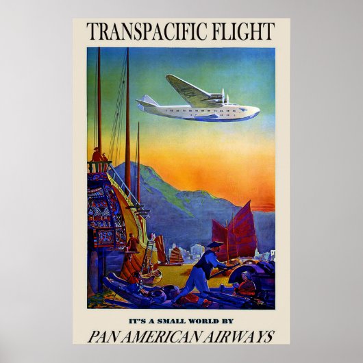 Oude Transpacifische Reisposter Poster (Voorkant)