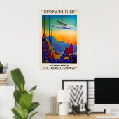 Oude Transpacifische Reisposter Poster (Thuiskantoor)