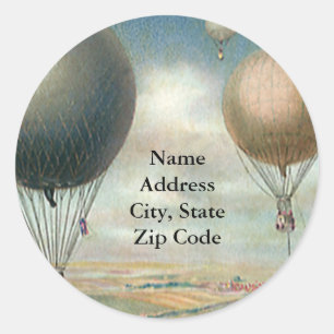 Oude transport Heet Lucht Ballonnen, Luchtballon Ronde Sticker
