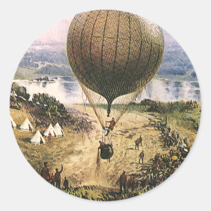 Oude transportmiddelen, hete luchtballon luchtsche ronde sticker