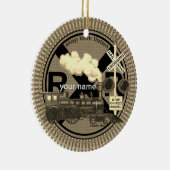 Oude trein aangepaste naam kerstversiering keramisch ornament (Rechts)