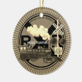 Oude trein aangepaste naam kerstversiering keramisch ornament (Links)