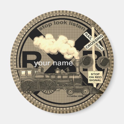 Oude trein aangepaste naam magneet (Voorkant)