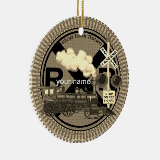 Oude Trein aangepaste naam ornament (Rechts)