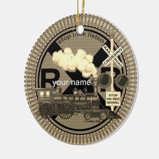 Oude Trein aangepaste naam ornament (Links)