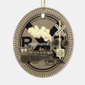 Oude Trein aangepaste naam ornament (Links)