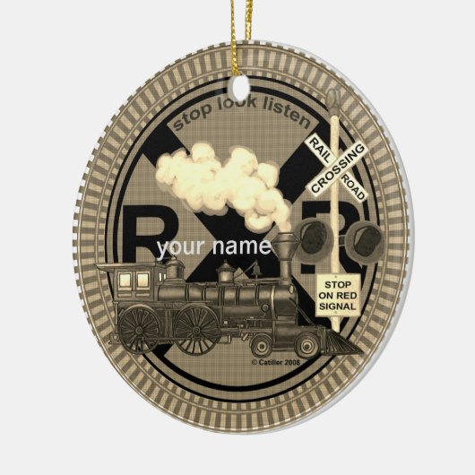 Oude Trein aangepaste naam ornament (Links)