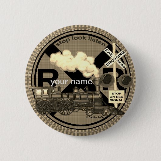 Oude trein pin badge ronde button 5,7 cm (Voorkant)