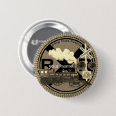 Oude trein pin badge ronde button 5,7 cm (Voorkant /achterkant)