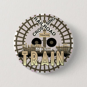 Oude Trein Ronde Button 5,7 Cm