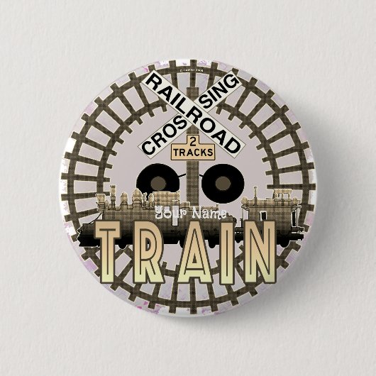 Oude Trein Ronde Button 5,7 Cm (Voorkant)