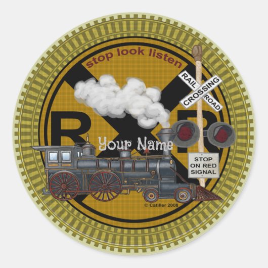 Oude Trein Ronde Sticker (Voorkant)