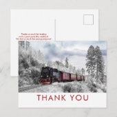 Oude trein winter kerstscene Bedankt Briefkaart (Voorkant / Achterkant)