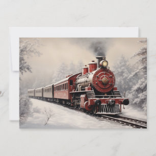 Oude Trein Winterlandschap Kerstvakantie Feestdagenkaart