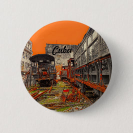 Oude treinen in Havana, Cuba-badge Ronde Button 5,7 Cm