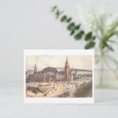 Oude treinstation in Hamburg, Duitsland, Briefkaart (Staand voorkant)