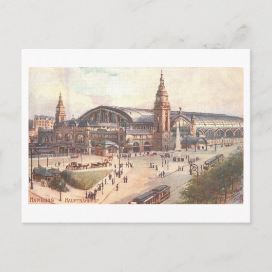 Oude treinstation in Hamburg, Duitsland, Briefkaart (Voorkant)