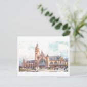 Oude treinstation in Krefeld, Duitsland, Briefkaart (Staand voorkant)