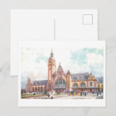 Oude treinstation in Krefeld, Duitsland, Briefkaart (Voorkant / Achterkant)