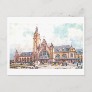 Oude treinstation in Krefeld, Duitsland, Briefkaart