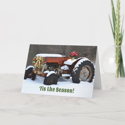  oude trekker sneeuw Boerderij stijl kerst Kaart (Voorkant)