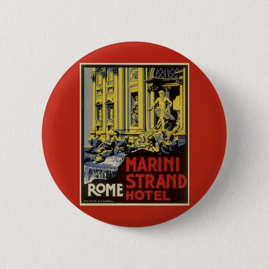 Oude Trevi-fontein, Marini Strand Hotel, Rome Ronde Button 5,7 Cm (Voorkant)