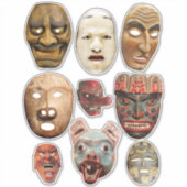 Oude Tribal Gezichtsmaskers Clipart Sticker (Voorkant)