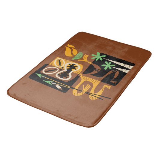 Oude Tribale Rituelen: Man met Vuur en Speren Badmat (Gekanteld)