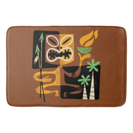 Oude Tribale Rituelen: Man met Vuur en Speren Badmat (Voorkant)