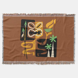 Oude Tribale Rituelen: Man met Vuur en Speren Deken