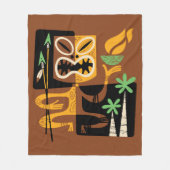 Oude Tribale Rituelen: Man met Vuur en Speren Fleece Deken (Voorkant)