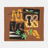 Oude Tribale Rituelen: Man met Vuur en Speren Fleece Deken (Voorkant (Horizontaal))