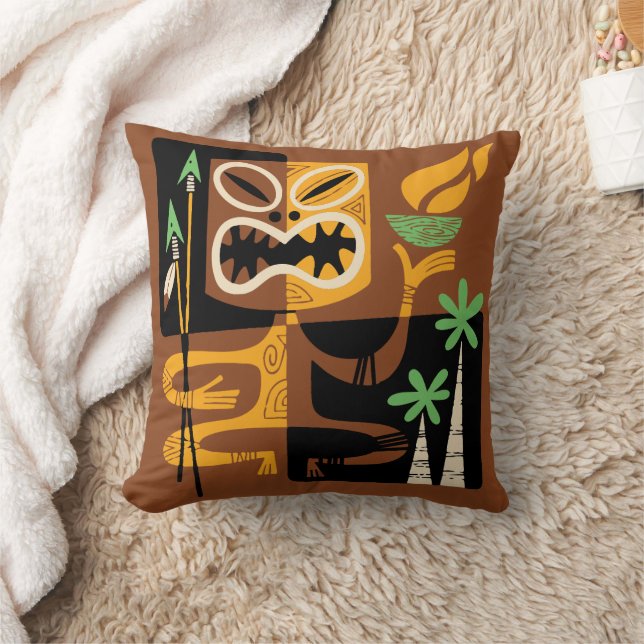 Oude Tribale Rituelen: Man met Vuur en Speren Kussen (Deken)