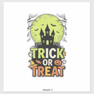 Oude Trick or Treat Spoken Huis Halloween Des Sticker