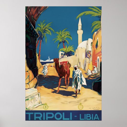 Oude Tripoli Libië Reisposter Print, Kameel Poster (Voorkant)