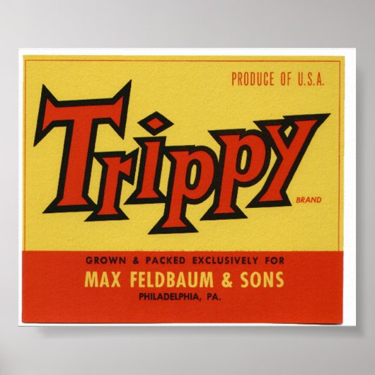  oude trippy-fruitkratenlabels poster (Voorkant)