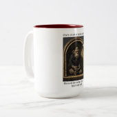 Oude trol tweekleurige koffiemok (Voorkant links)