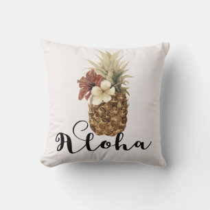 Oude Tropische Ananas Hibiscus Bloem Aloha Kussen