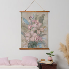 Oude Tropische Bladeren en Bloemen Hangend Wandkleed