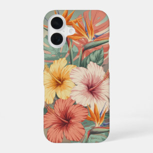 Oude Tropische Bloemen iPhone 16 Hoesje