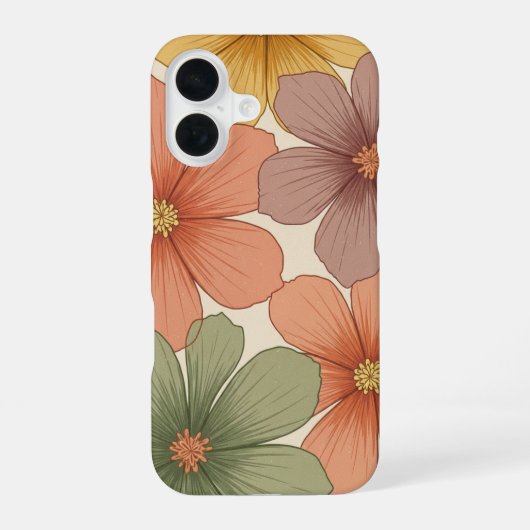 Oude Tropische Bloemen iPhone 16 Hoesje (Achterkant)