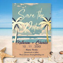 Oude Tropische Palm Beach Save the Date Folie Uitnodiging