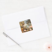 Oude Tropische Palmen Vierkante Sticker (Envelop)