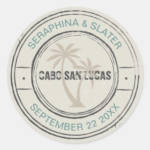 Oude Tropische Paspoort Stempel Palmboom  Ronde Sticker