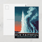 Oude Trouwe Geiser, Wateruitbarsting, Reizen Briefkaart (Voorkant / Achterkant)