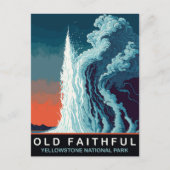 Oude Trouwe Geiser, Wateruitbarsting, Reizen Briefkaart (Voorkant)