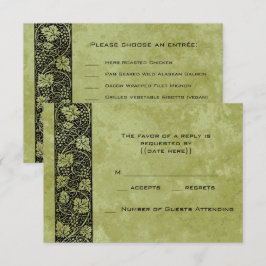 Oude trouwerij, Victoriaanse druivenranken en blad RSVP Kaartje