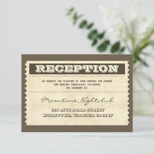 Oude trouwticket receptie ontwerp informatiekaartje (Staand voorkant)